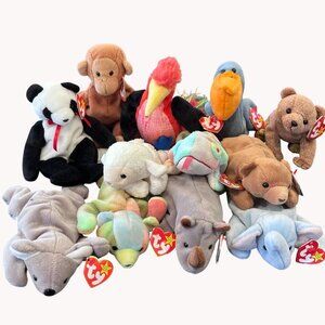 TY Beanie Babies Lot of 12 Mixed Animals READ Vintage 1990s Plush Collection